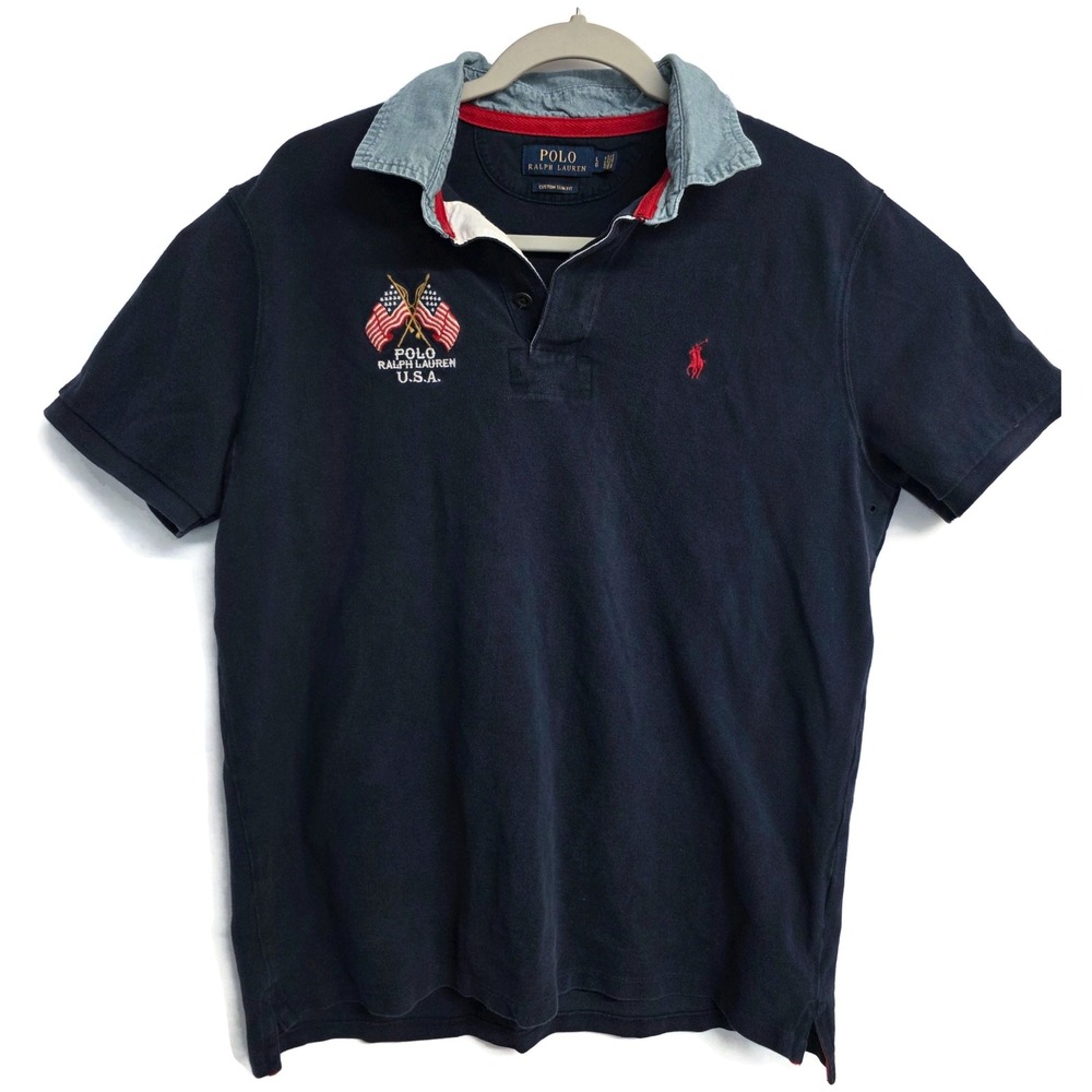 Polo Ralph Lauren USA Dry Goods Shirt Flag Men Eagle CP-93 Denim Collar Large